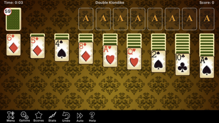 klondike double deck one turn solitaire